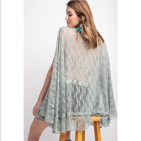 Faded Sage Flyaway Swing Lace Tunic - Picture 3 of 7